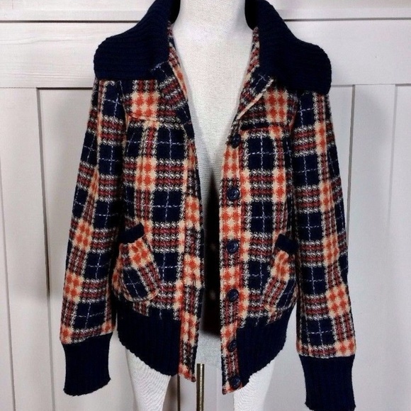 *SOLD* Jack by BB Dakota Knit Plaid Bomber Jacket - Picture 5 of 8